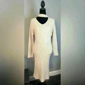 Unknown Designer Abstract Collar Cream Sweater dress - size small?